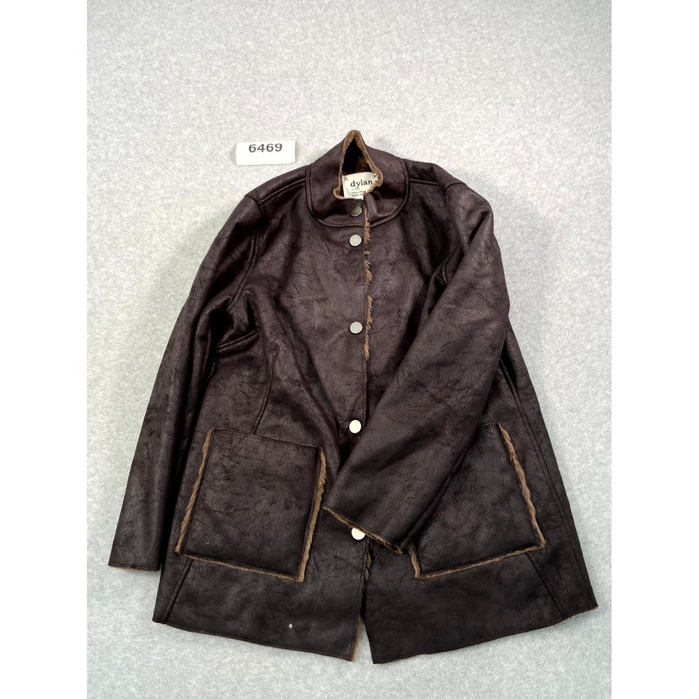 Dylan Los Angeles Jacket Womens Medium Brown Faux Fur Shearling Luxury Winter